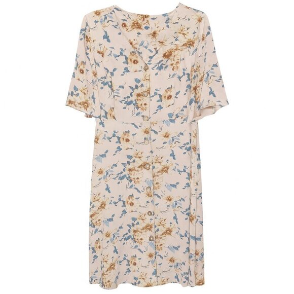 Cato Dresses & Skirts - Cato Floral Button-Down Dress 22W/24W V-Neck Short Sleeve Lightweight Feminine